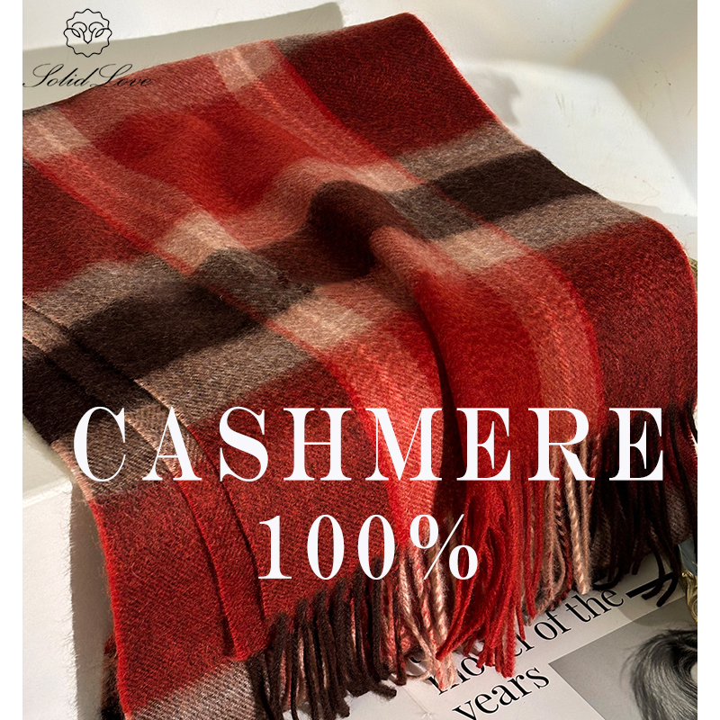 Wool Scarf Men - 100% Cashmere Scarf Plaid With Tassel