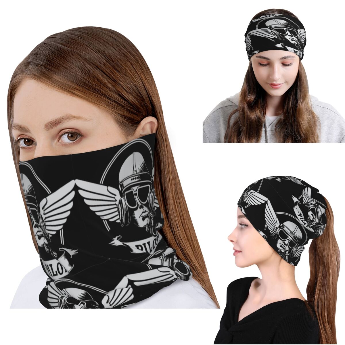 Knit Beanie Hat Warm - Pilot Bandana Neck Gaiter Magic Scarf