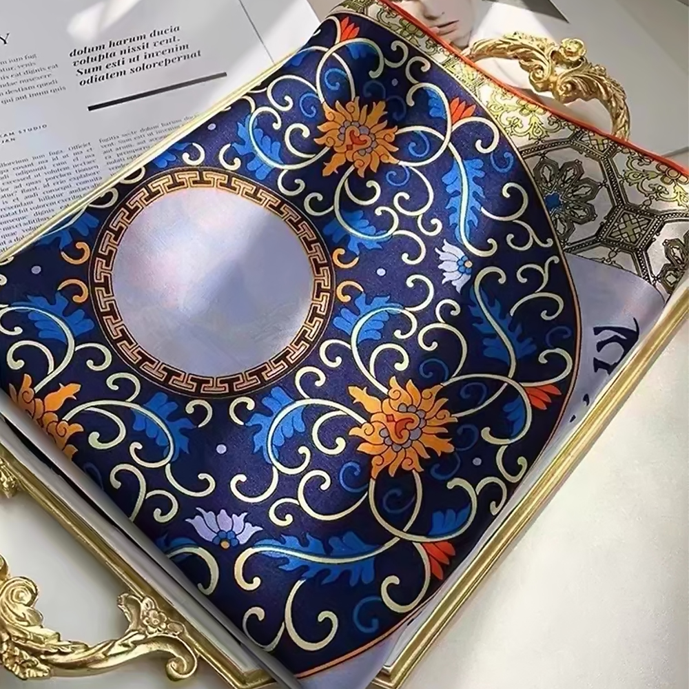 Shawl Wrap Winter - BYSIFA|Blue Luxury Femmes 100% Silk Scarf