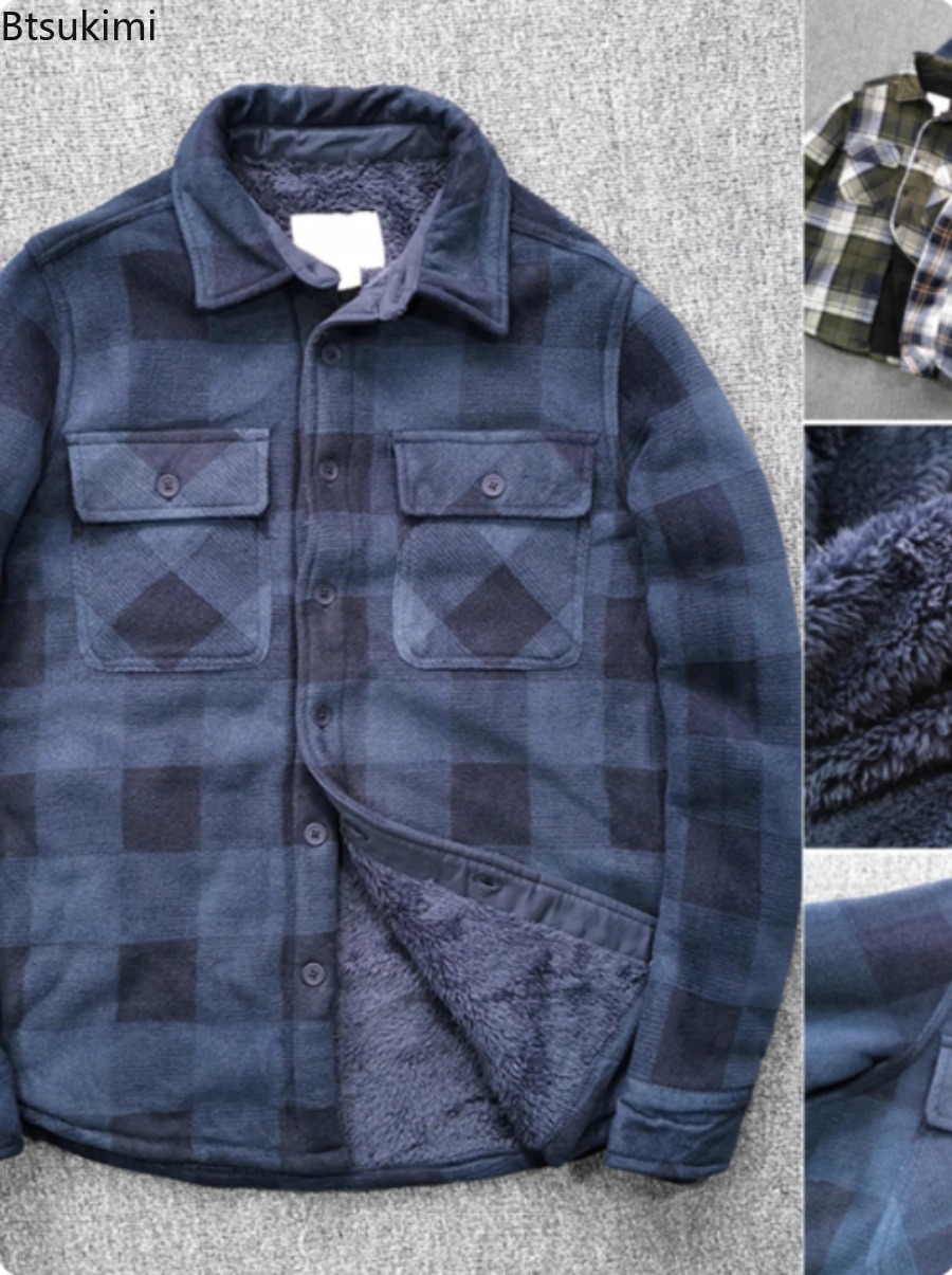 Flannel Shirt Lined - Mens Winter Fleece Linend Warm Plaid