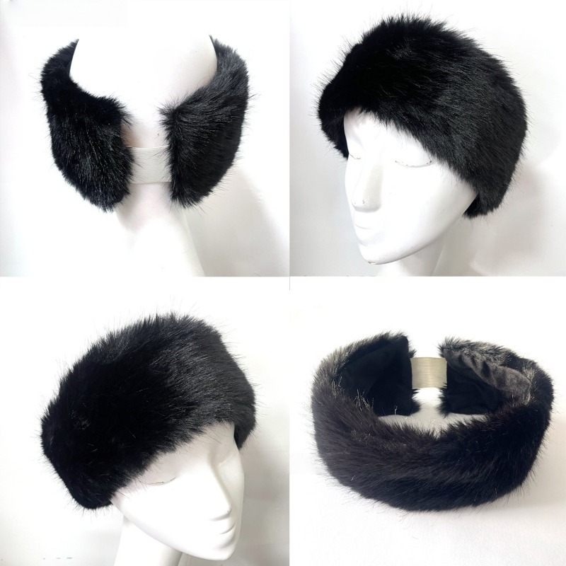 Wide Band Fur Headband Winter  - Fleece Ear Warmer Band avaliação e preço