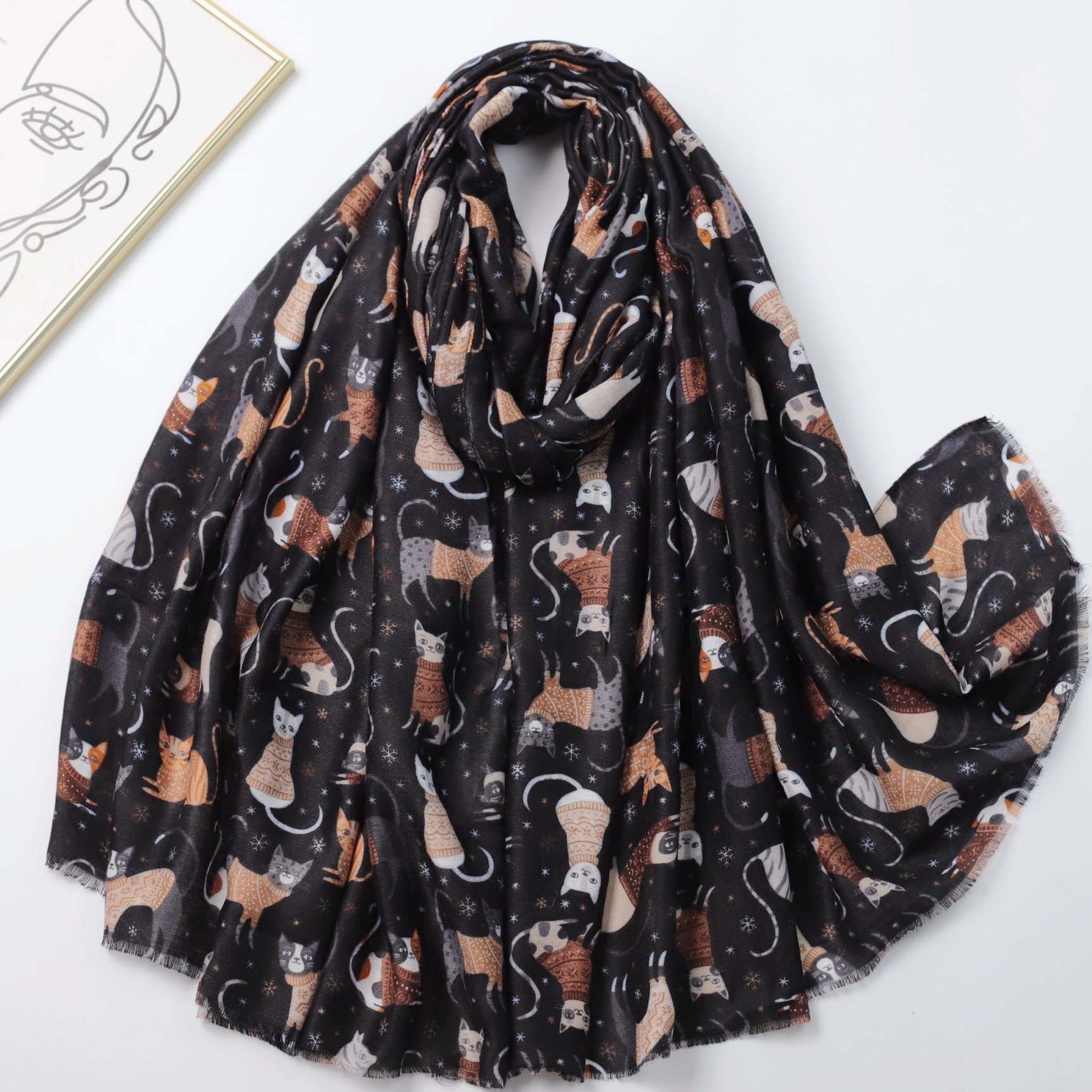 Women's Lovely Cartoon Playful - Shawl Wrap Winter avaliação e preço