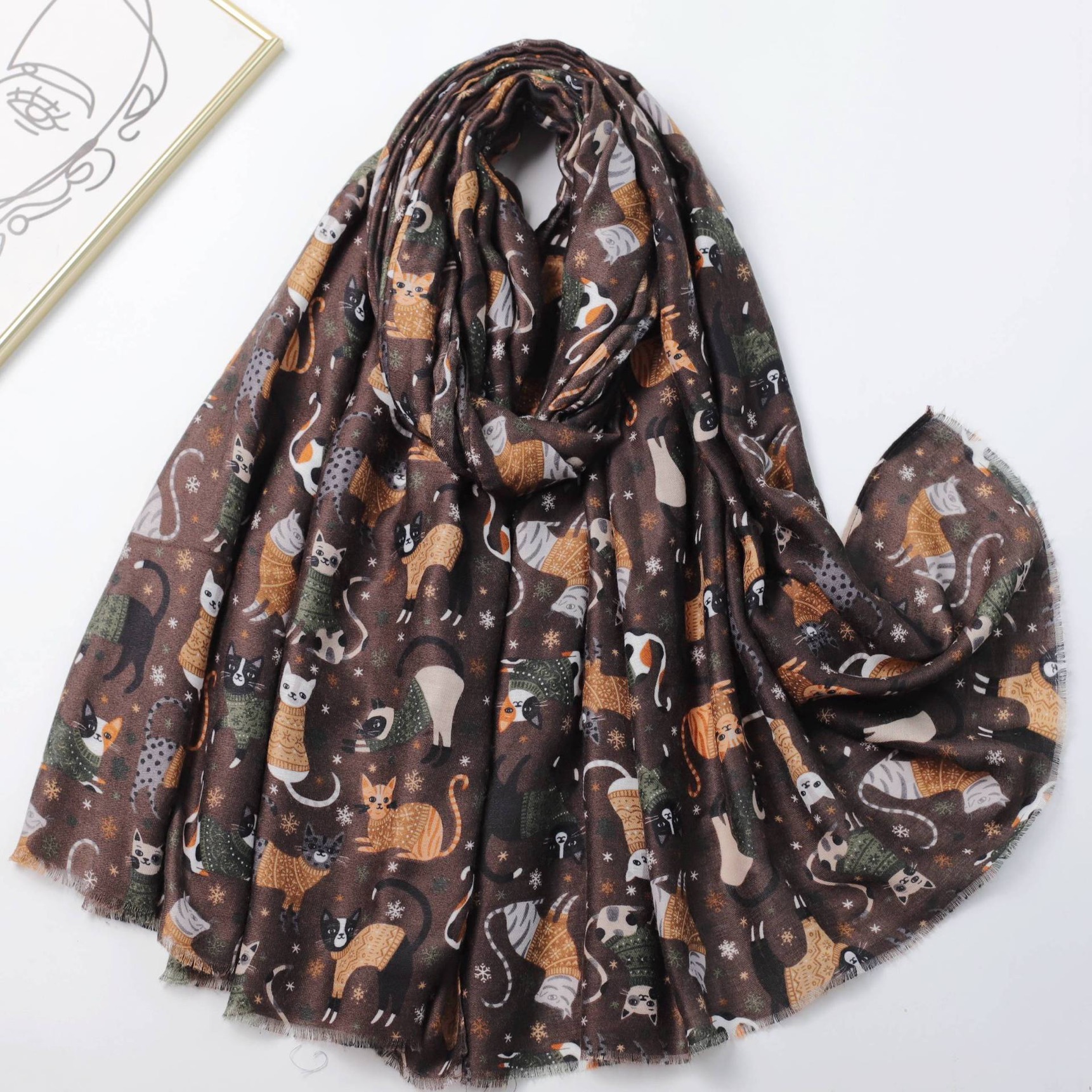 Women's Lovely Cartoon Playful - Shawl Wrap Winter avaliação e preço