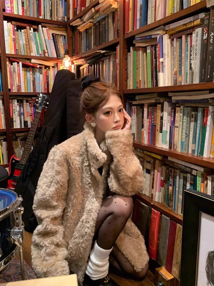 Lamb Wool Jacket Coat Woman Wa - Wool Coat Peacoat avaliação e preço