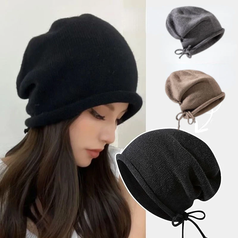 Knitted Bonnet Hoods Female Wi - Knit Beanie Hat Warm avaliação e preço