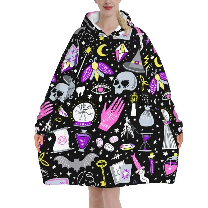 Magic Witchy Goth Oversized Bl - Sherpa Hoodie Fleece avaliação e preço