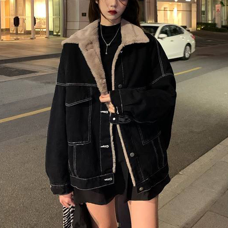 Women Denim Coat Thick Lapel S - Down Jacket Packable avaliação e preço
