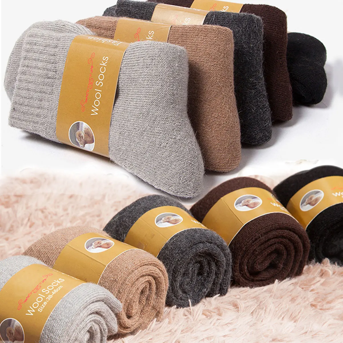 2 Pairs Winter Warm Socks Men' - Thermal Sock Wool avaliação e preço
