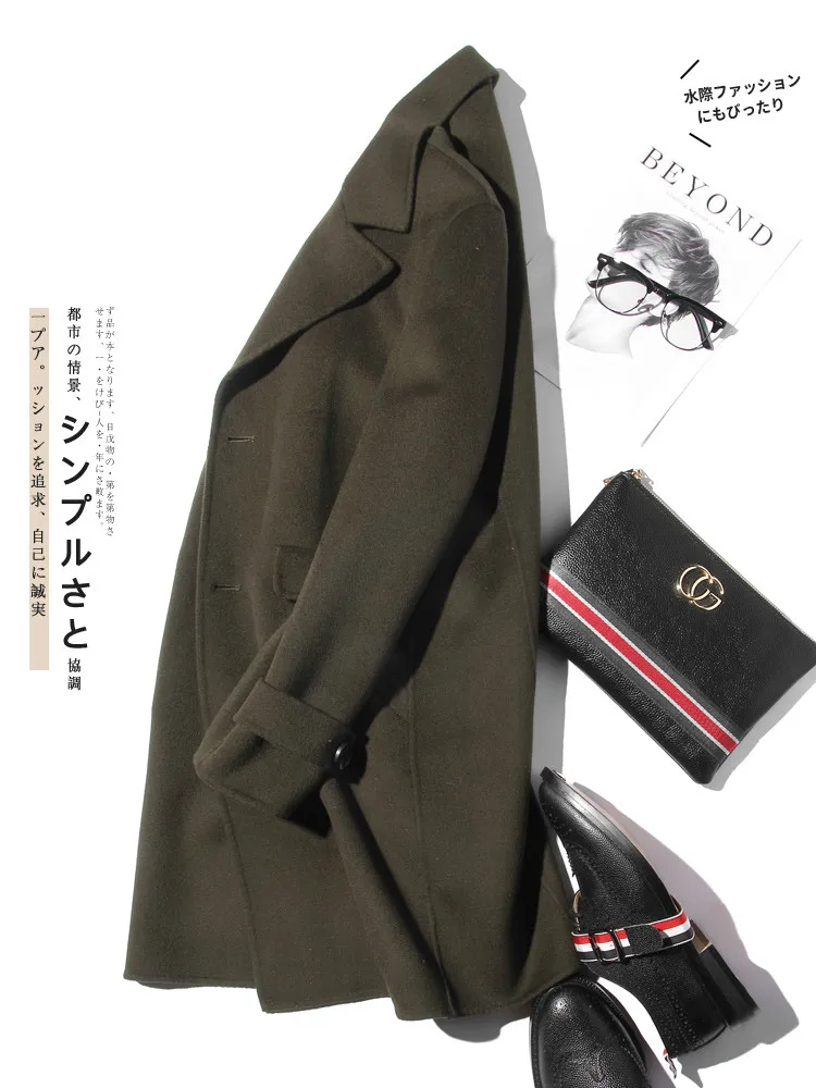 AYUNSUE 100% Wool Coat Men Aut - Wool Coat Peacoat avaliação e preço