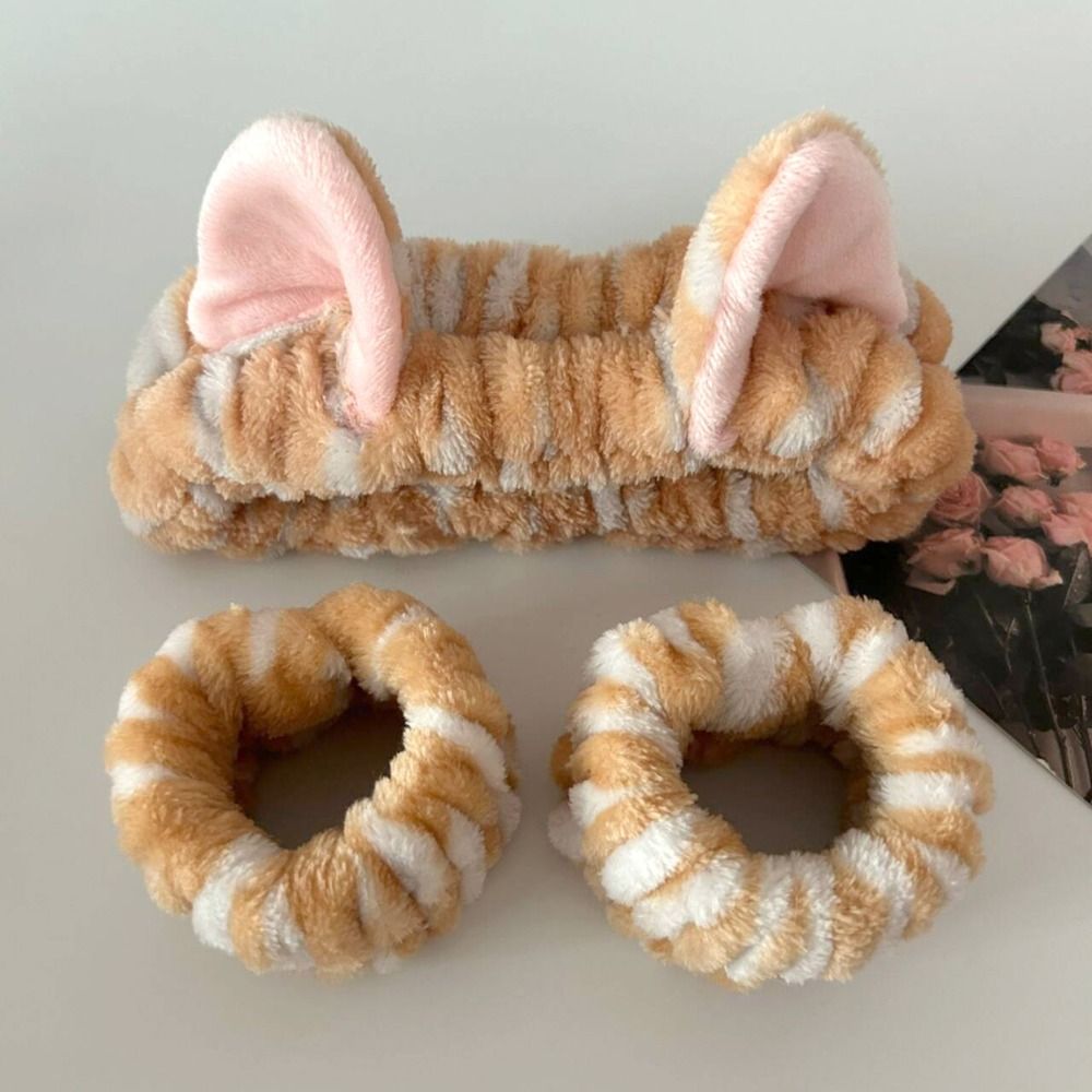 3pcs/set Leopard Print Cute Ca - Winter Headband Fleece avaliação e preço