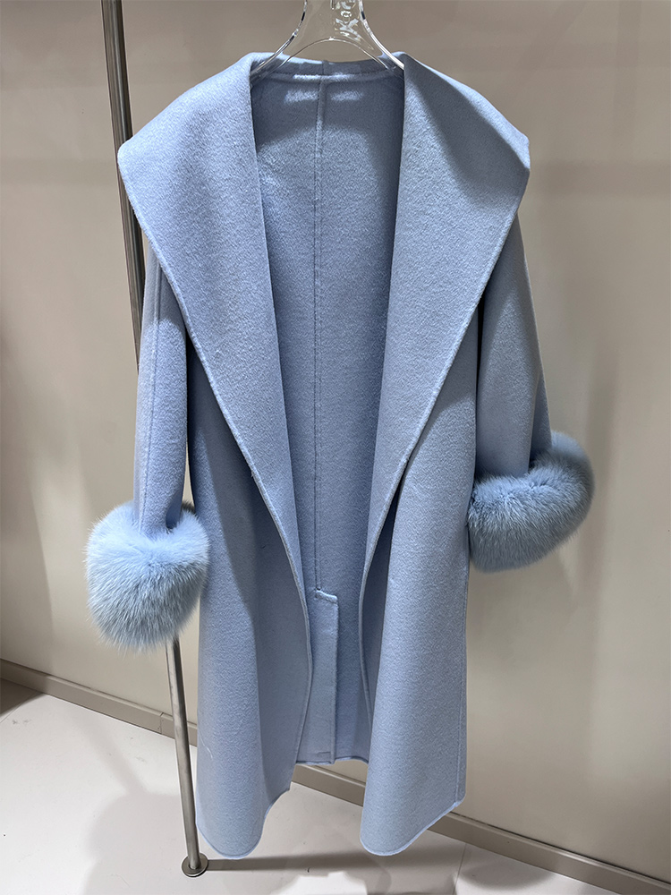 2025 New Wool Coat With Real F - Wool Coat Peacoat avaliação e preço