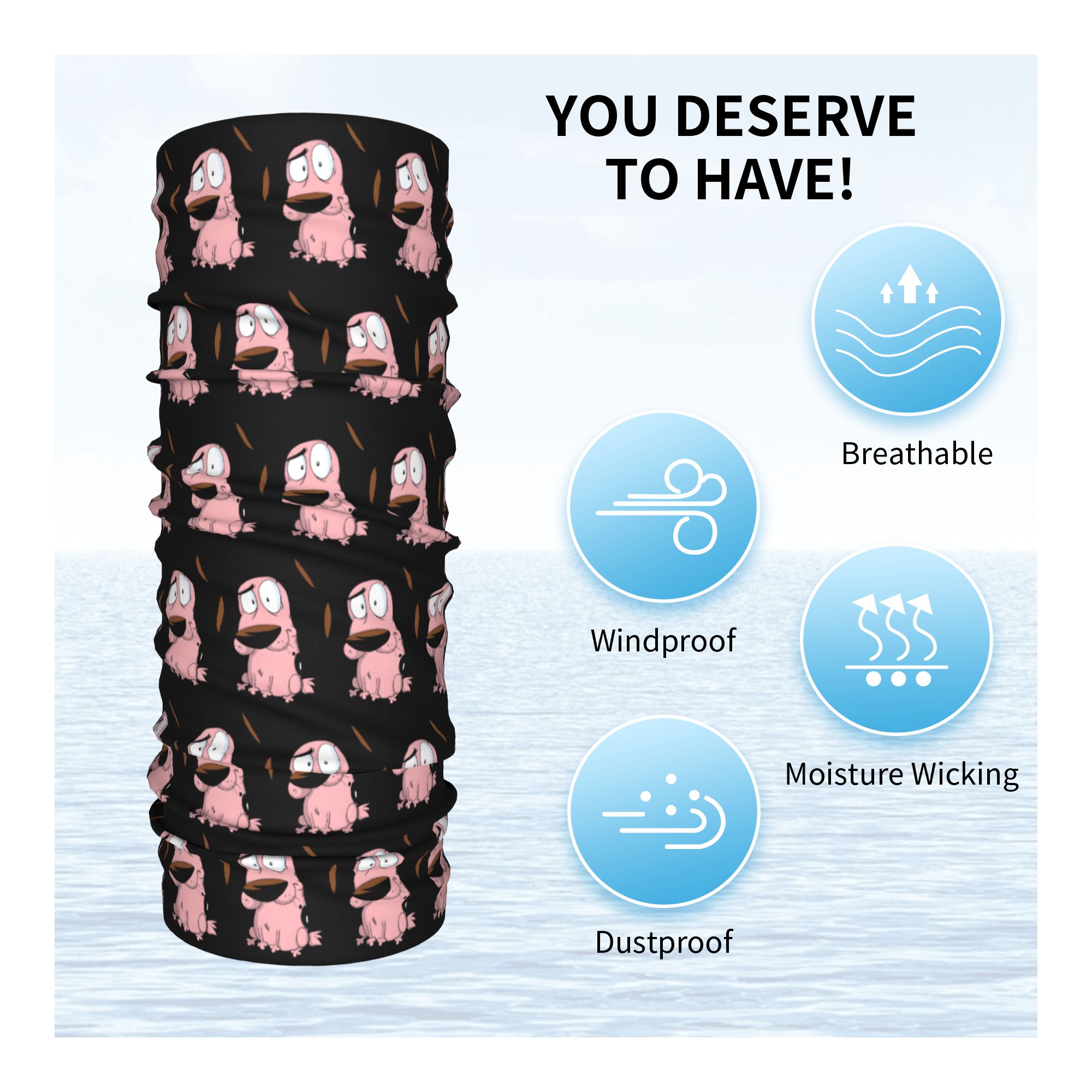 Custom Cartoon Courage Dog Win - Neck Gaiter Fleece avaliação e preço