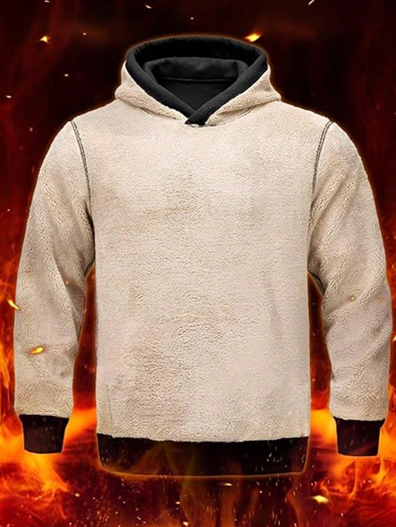 Men's Black Sherpa-Lined Hoodi - Sherpa Hoodie Fleece avaliação e preço