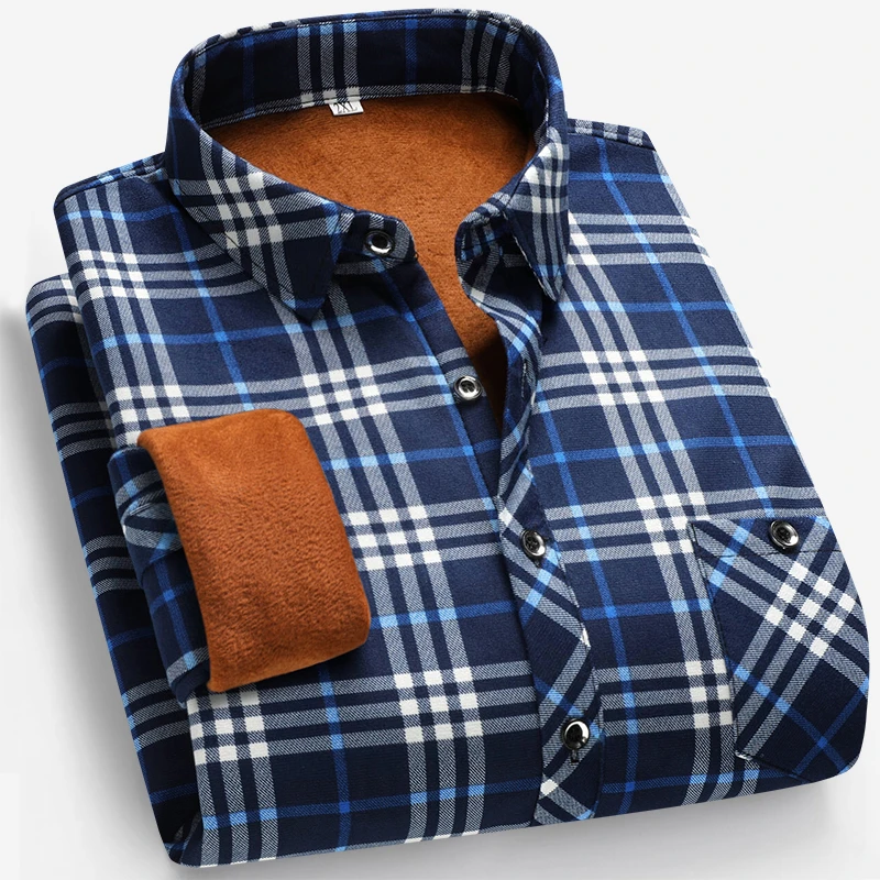Autumn and Winter Men's Fleece - Flannel Shirt Lined avaliação e preço