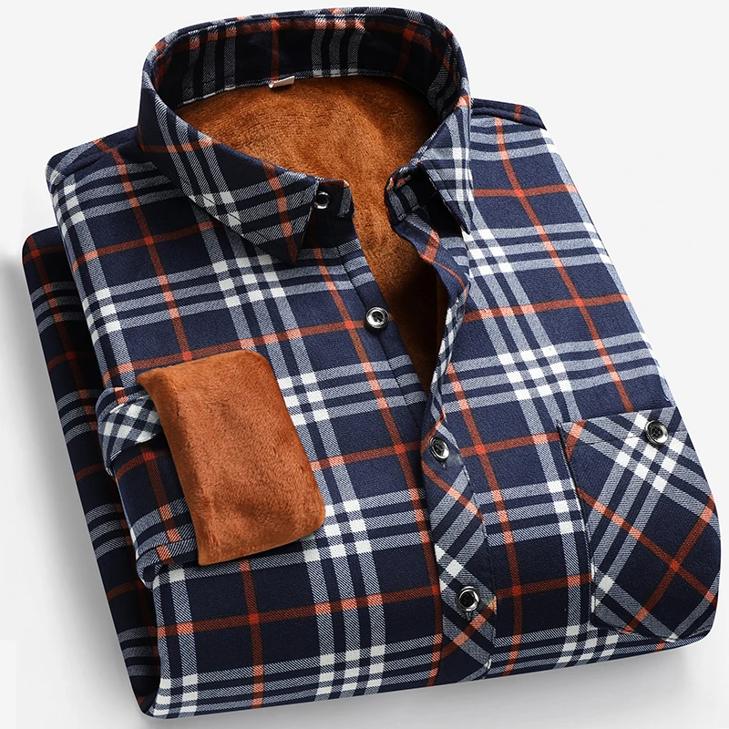Autumn and Winter Men's Fleece - Flannel Shirt Lined avaliação e preço