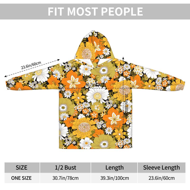 Hippie Flower Floral Retro Bla - Sherpa Hoodie Fleece avaliação e preço