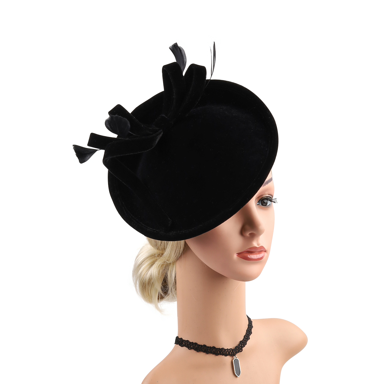 Velour Velvet Fascinator Feath - Winter Headband Fleece avaliação e preço