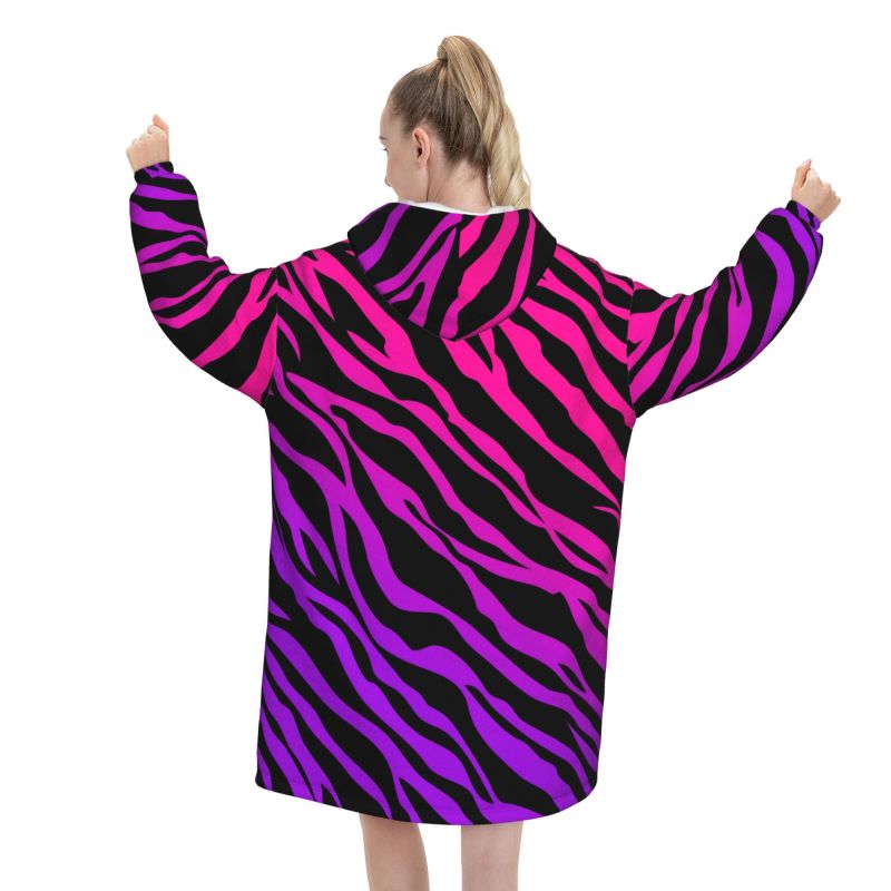 Zebra Stripe Print Wearable Bl - Sherpa Hoodie Fleece avaliação e preço