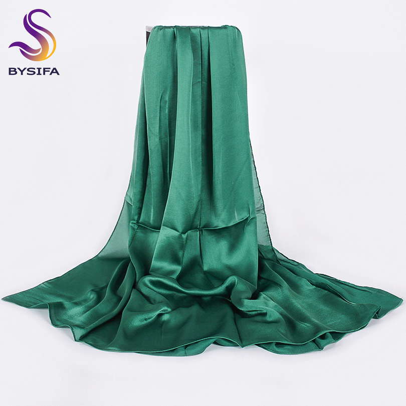 [BYSIFA] Solid Color Silk Scar - Shawl Wrap Winter avaliação e preço