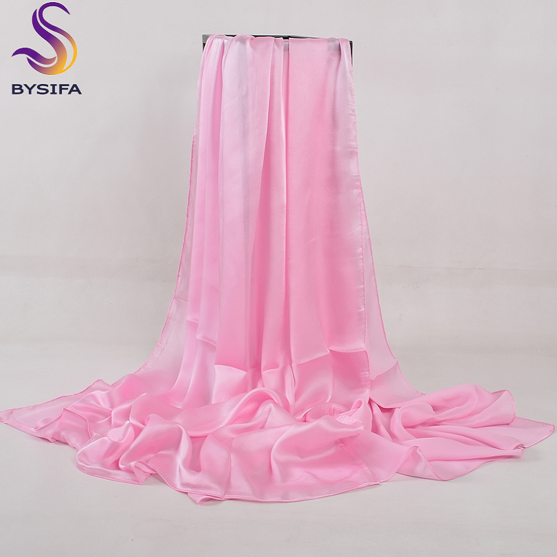[BYSIFA] Solid Color Silk Scar - Shawl Wrap Winter avaliação e preço