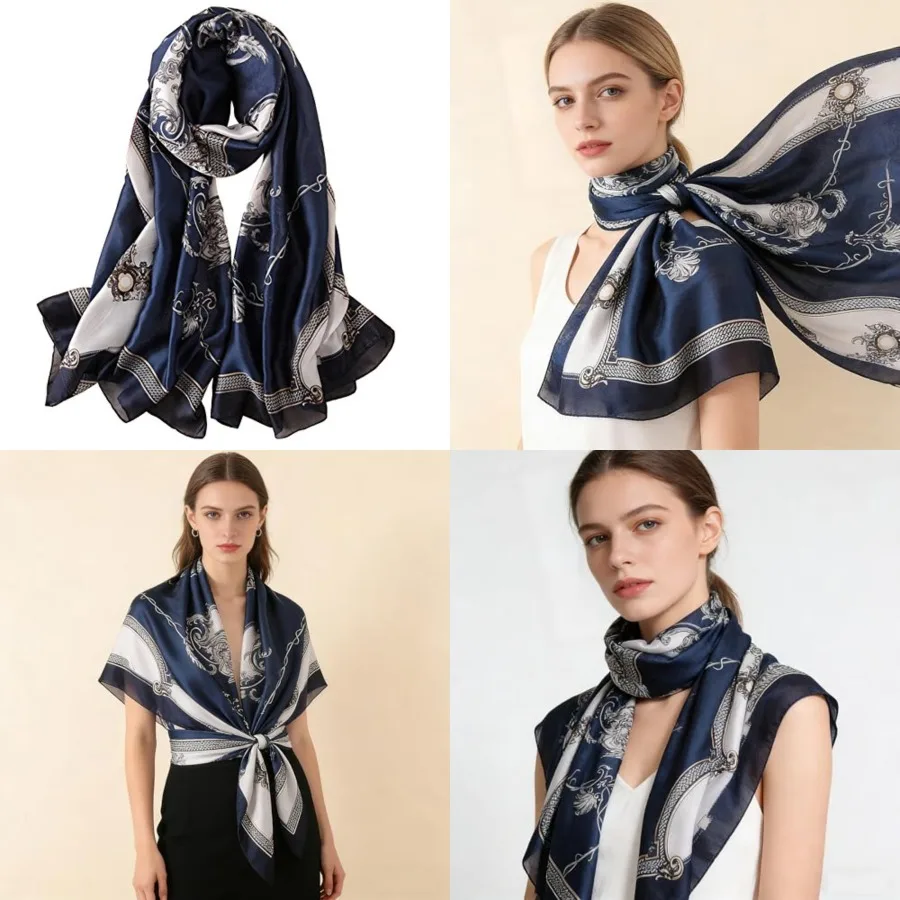 Silk Scarf Mulberry Silk Fashi - Shawl Wrap Winter avaliação e preço