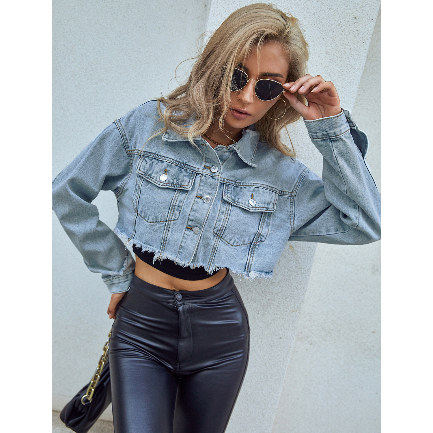 Women Denim Coats Solid Short  - Down Jacket Packable avaliação e preço