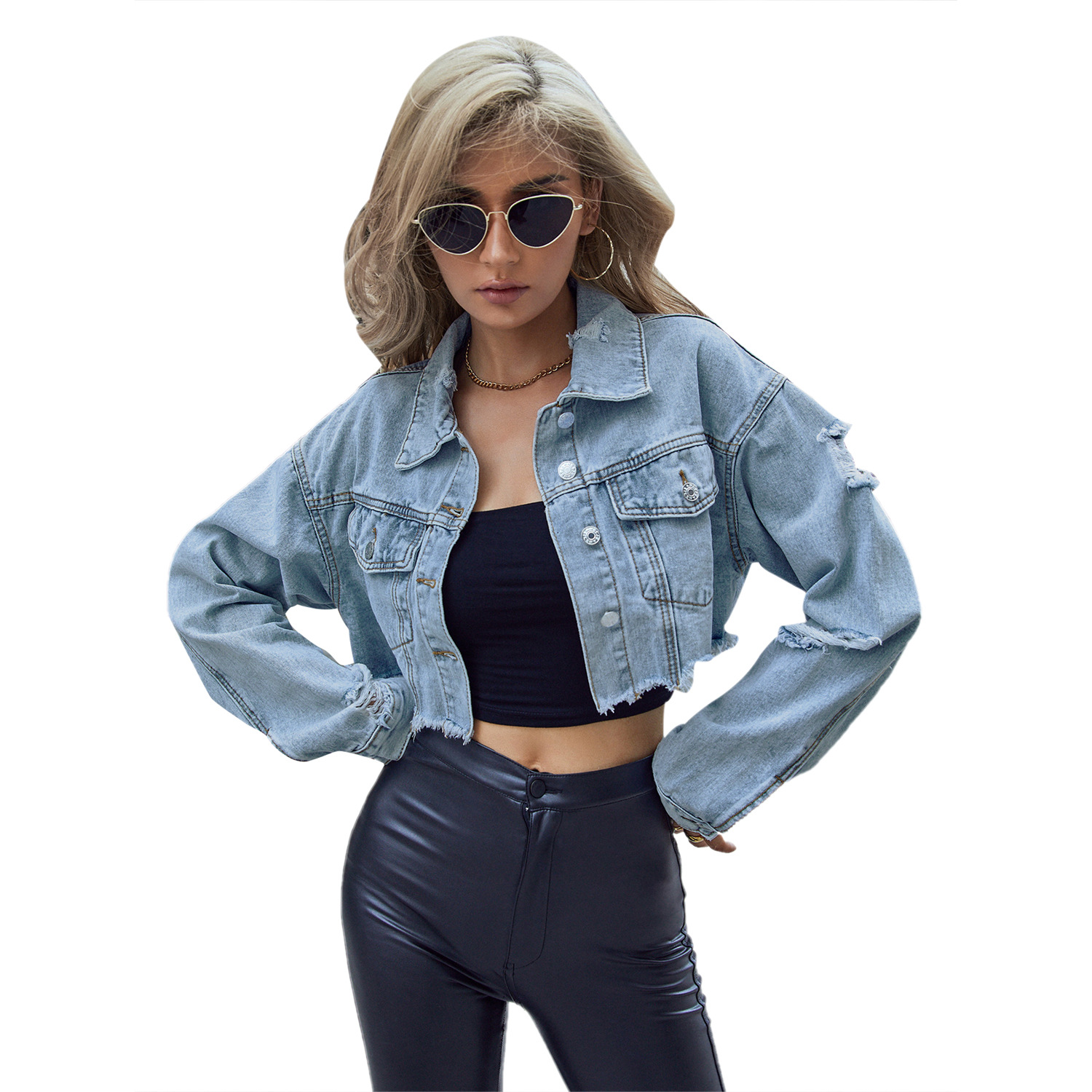 Women Denim Coats Solid Short  - Down Jacket Packable avaliação e preço