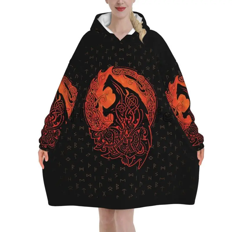 Viking Wolf Knot Fenrir Wearab - Sherpa Hoodie Fleece avaliação e preço