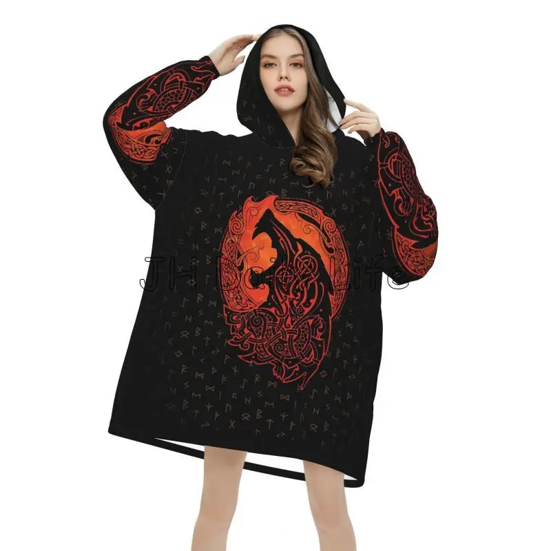 Viking Wolf Knot Fenrir Wearab - Sherpa Hoodie Fleece avaliação e preço