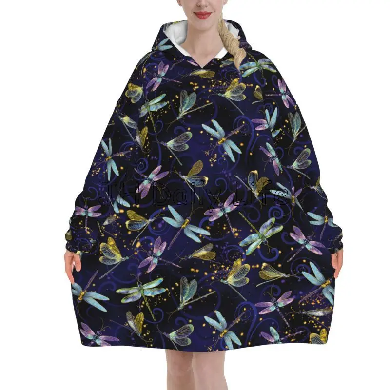 Dragonfly Galaxy Wearable Blan - Sherpa Hoodie Fleece avaliação e preço
