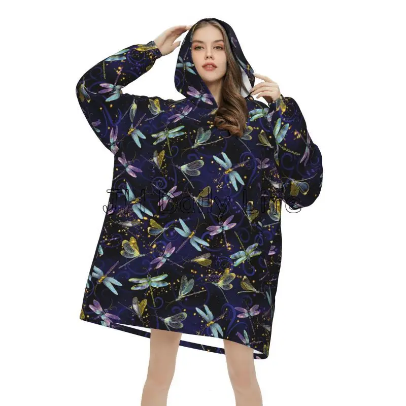 Dragonfly Galaxy Wearable Blan - Sherpa Hoodie Fleece avaliação e preço
