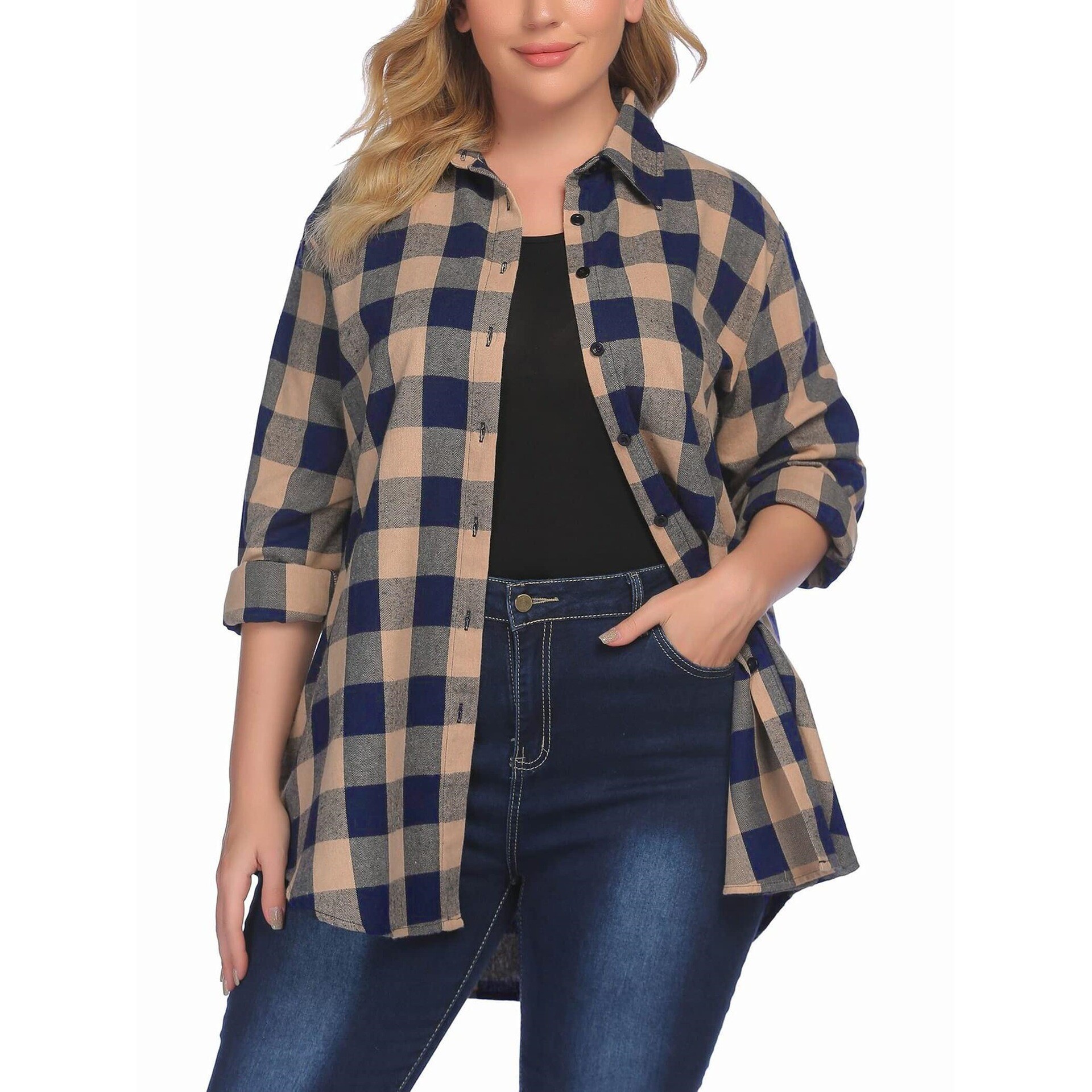 Warm Flannel Plaid Shirt Women - Flannel Shirt Lined avaliação e preço