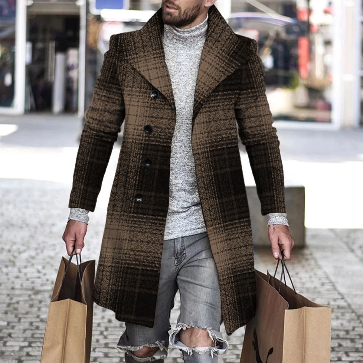 2025 Long Coat Men Mens Wool J - Wool Coat Peacoat avaliação e preço