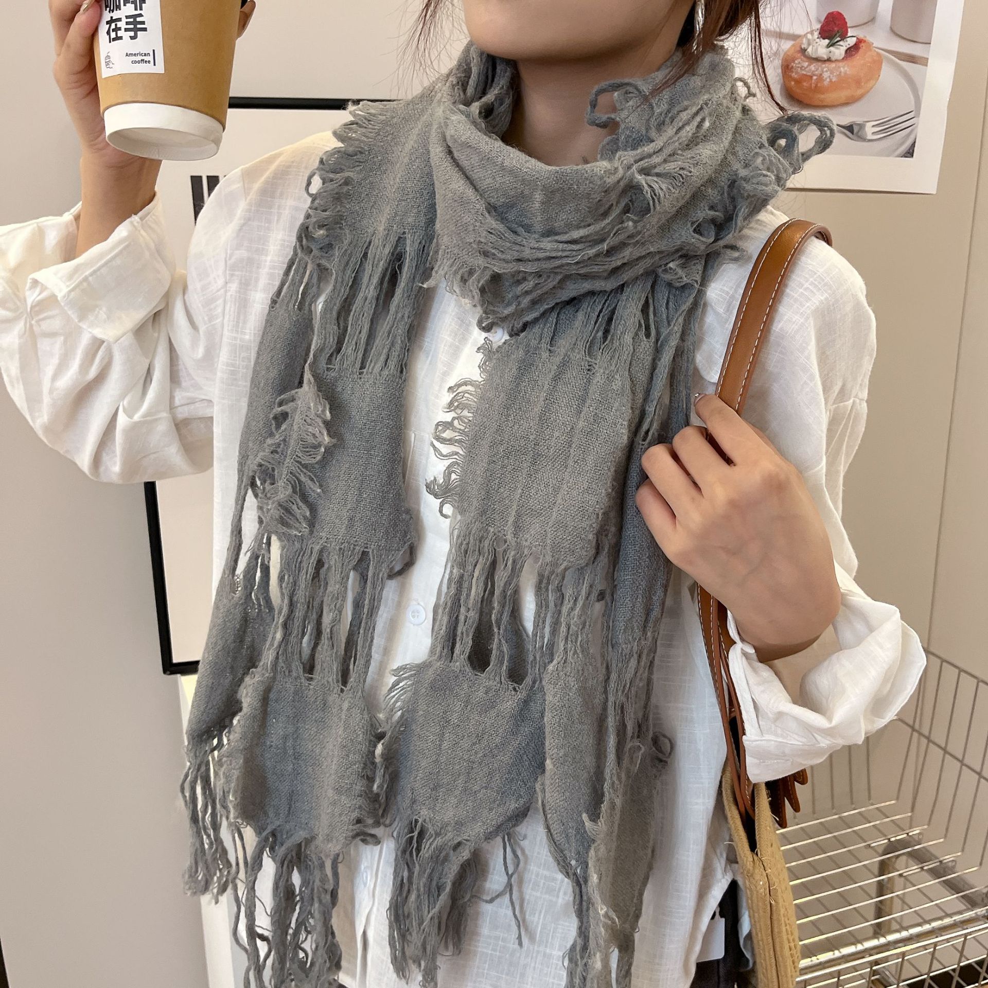 2025 New Fashion Ripped Hole T - Wool Scarf Men avaliação e preço