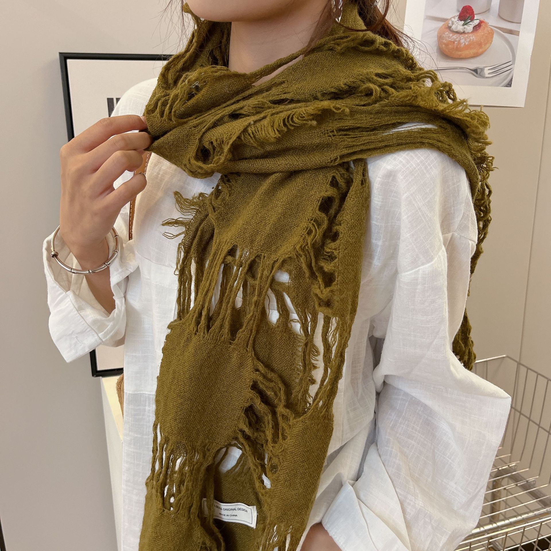 2025 New Fashion Ripped Hole T - Wool Scarf Men avaliação e preço