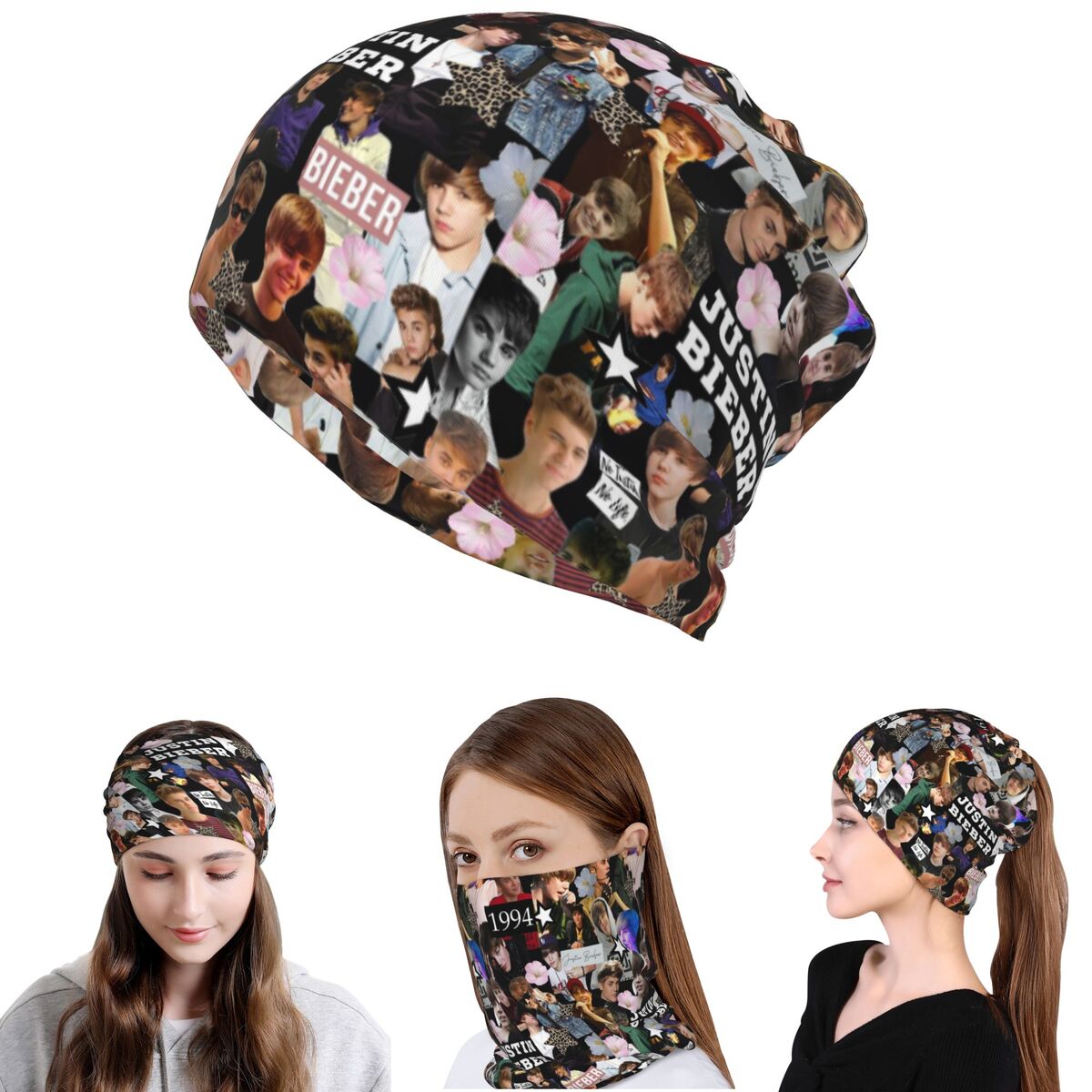 Justin Bieber Bandana Neck Cov - Knit Beanie Hat Warm avaliação e preço