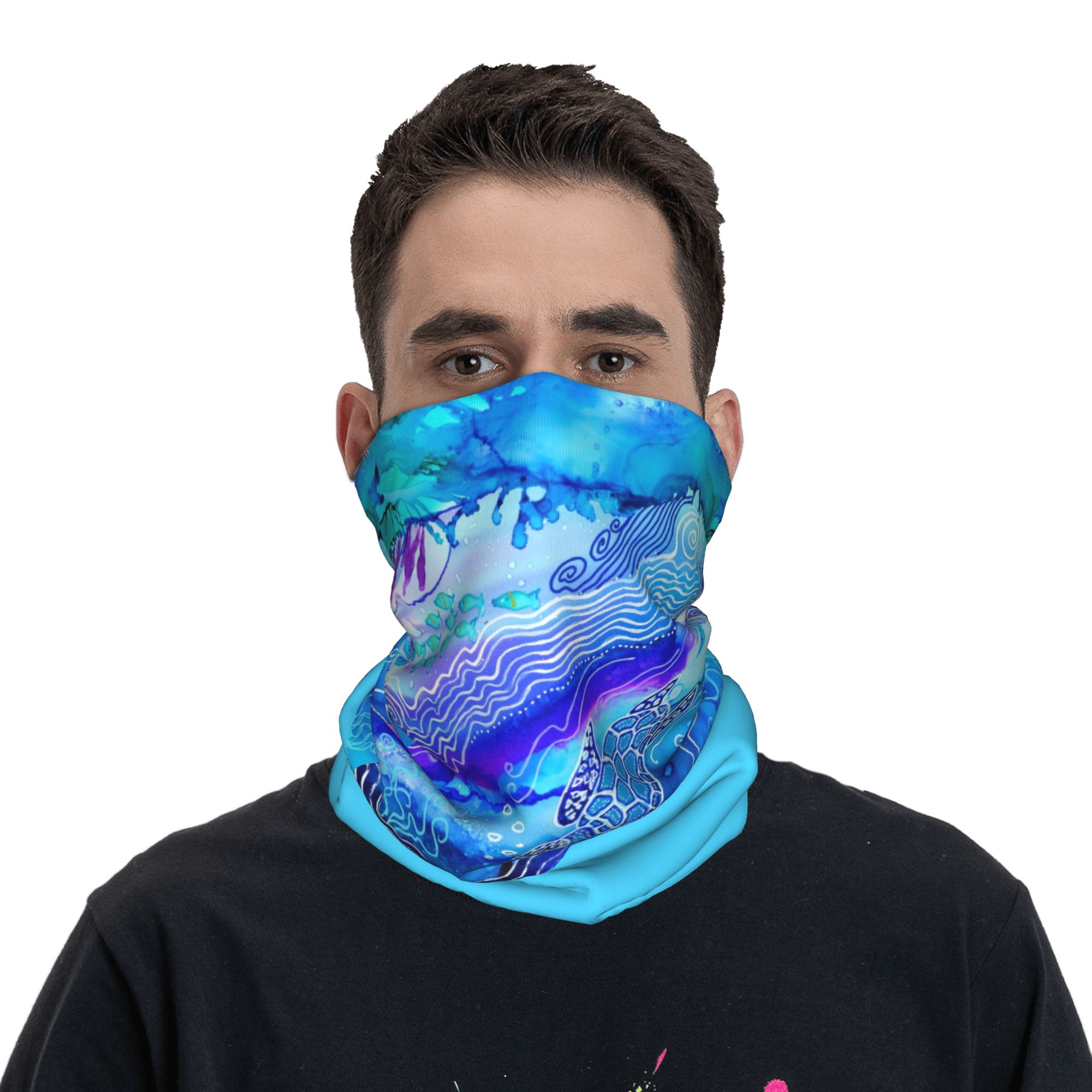 Custom Ocean Turtle Dive Winte - Neck Gaiter Fleece avaliação e preço