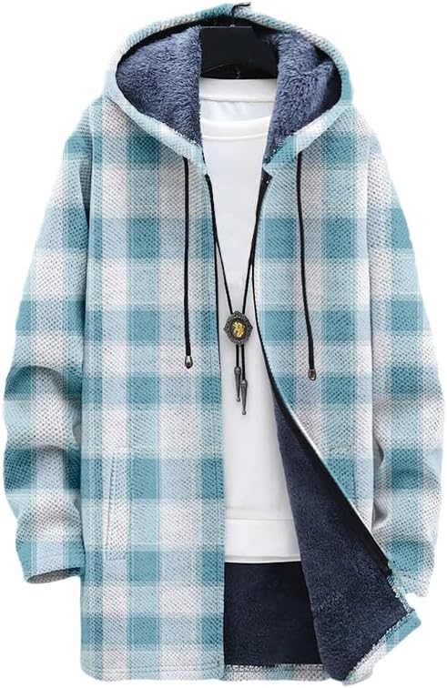 Men's Plaid Cardigan Oversized - Sherpa Hoodie Fleece avaliação e preço