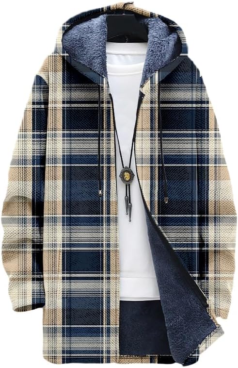 Men's Plaid Cardigan Oversized - Sherpa Hoodie Fleece avaliação e preço