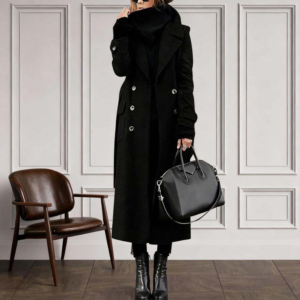 Women Coat Women's Double Brea - Wool Coat Peacoat avaliação e preço