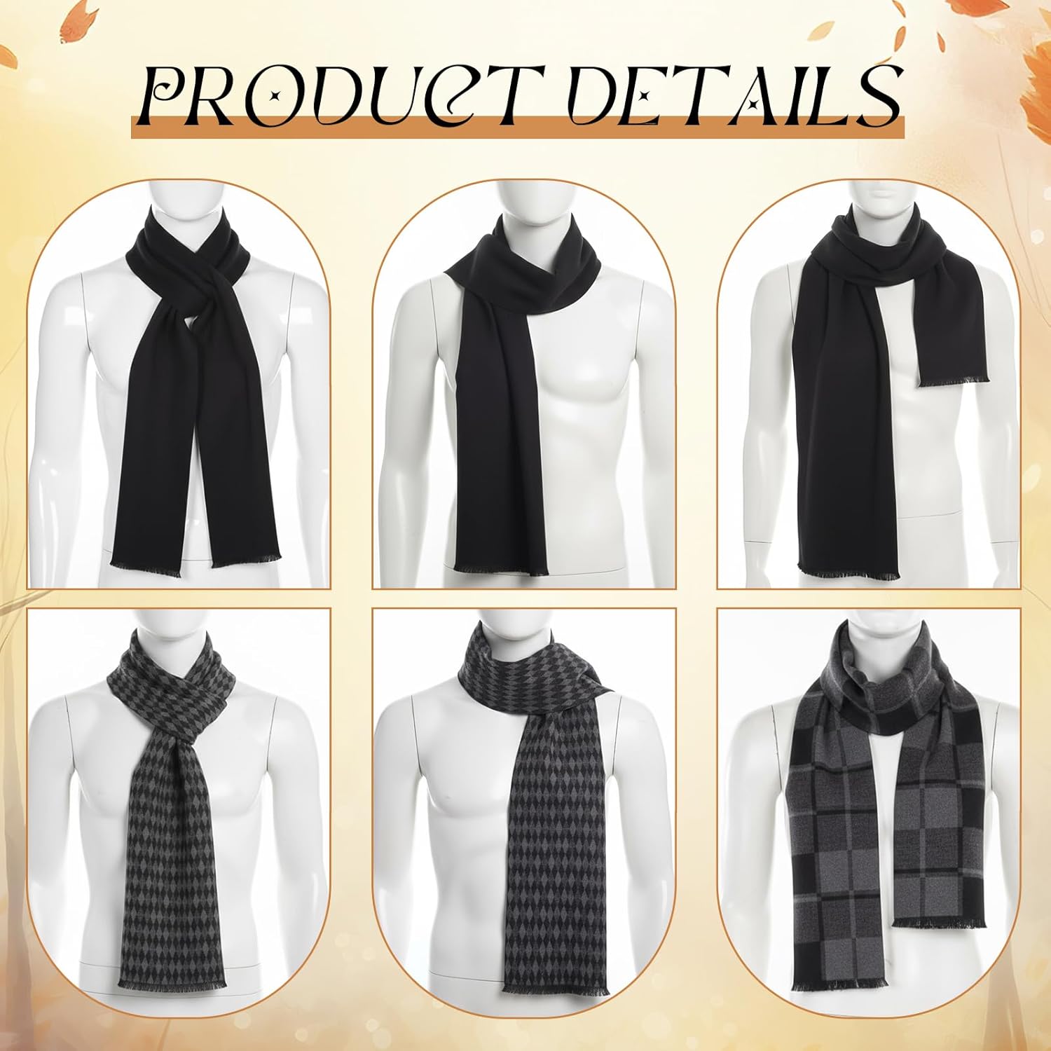 Winter Scarf for Men Soft Warm - Wool Scarf Men avaliação e preço