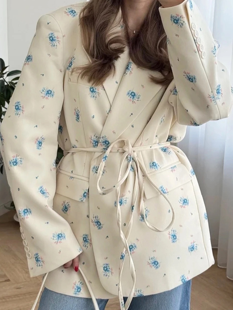 FSMG Elegant Flower Printed Lo - Down Jacket Packable avaliação e preço