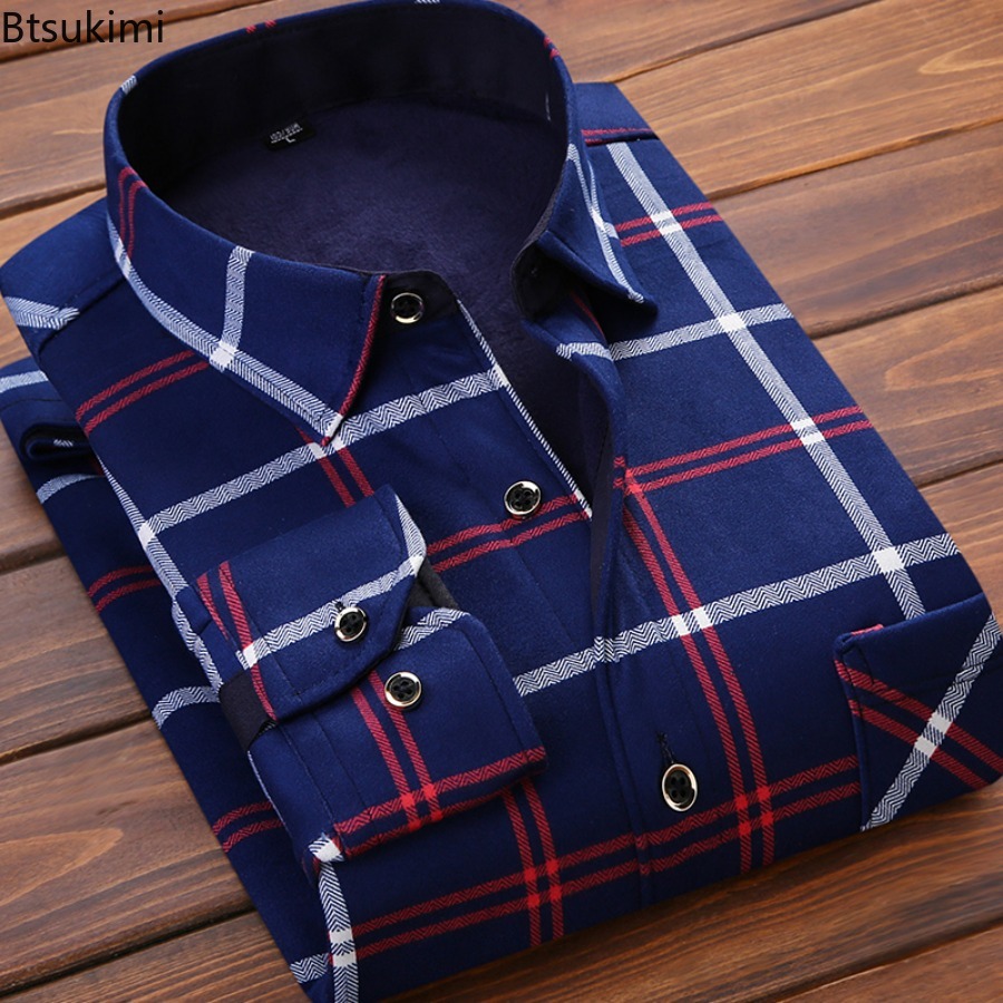 Flannel Men Shirt 2026 Autumn  - Flannel Shirt Lined avaliação e preço