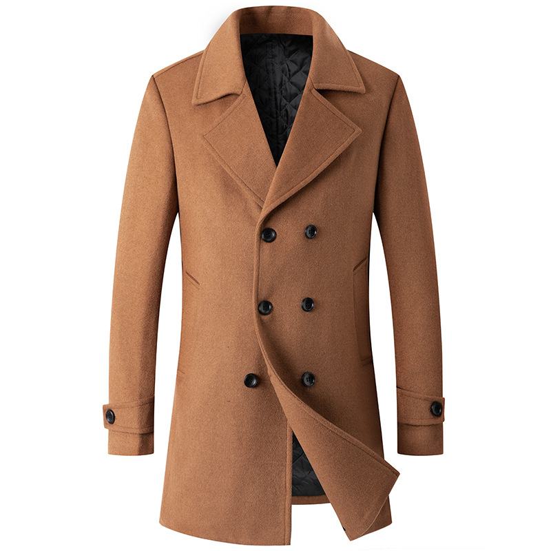Double Breasted Coat Men Peaco - Wool Coat Peacoat avaliação e preço
