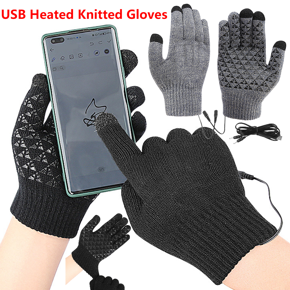 5-1Pairs USB Heated Knitted Gl - Touch Screen Gloves avaliação e preço