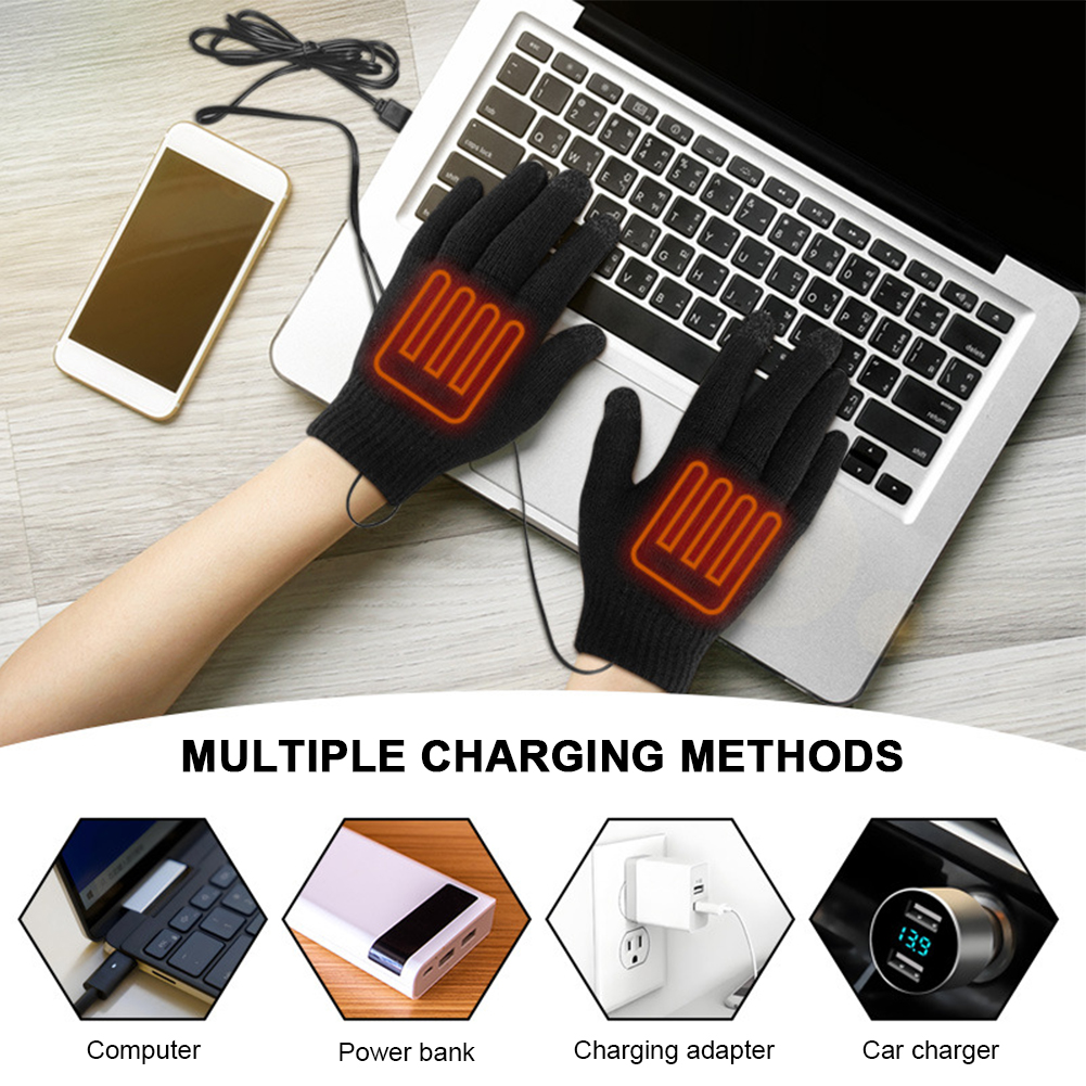 5-1Pairs USB Heated Knitted Gl - Touch Screen Gloves avaliação e preço