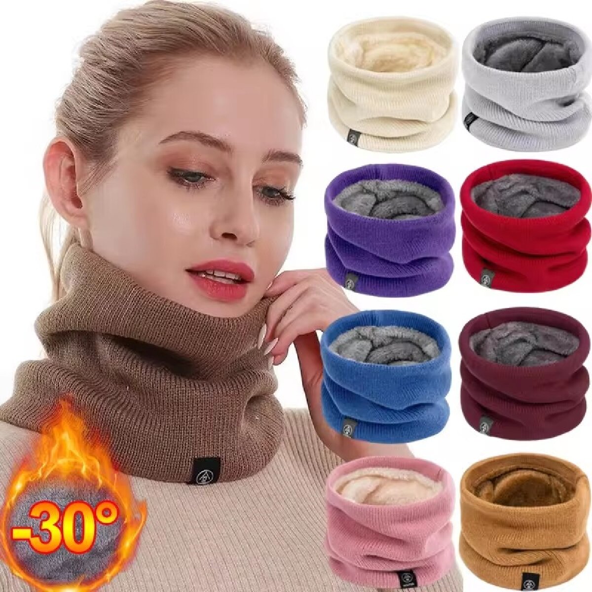 Solid Winter Plush Muffler Woo - Winter Headband Fleece avaliação e preço