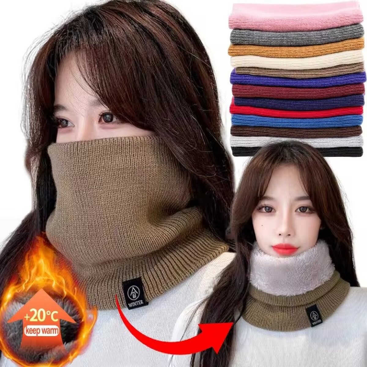 Solid Winter Plush Muffler Woo - Winter Headband Fleece avaliação e preço